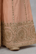 Peach Embroidered Kurta Palazzo Set with Dupatta for Women - The House of Indu