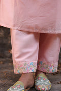 Pink Chanderi Embroidered Kurta with Pant & Dupatta - The House of Indu