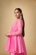 Pink Chanderi Kurti Sharara Set for Festive & Wedding Wear Women - The House of Indu