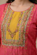 Pink Floral Printed Polyester Straight Kurta Set with Dupatta - The House of Indu