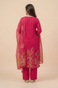 Pink Floral Printed Straight Cotton Kurta Pant Dupatta Set for Women - The House of Indu