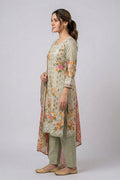 Pista Green Floral Printed Cotton Suit Set for Women - The House of Indu