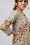 Pista Green Floral Printed Cotton Suit Set for Women - The House of Indu