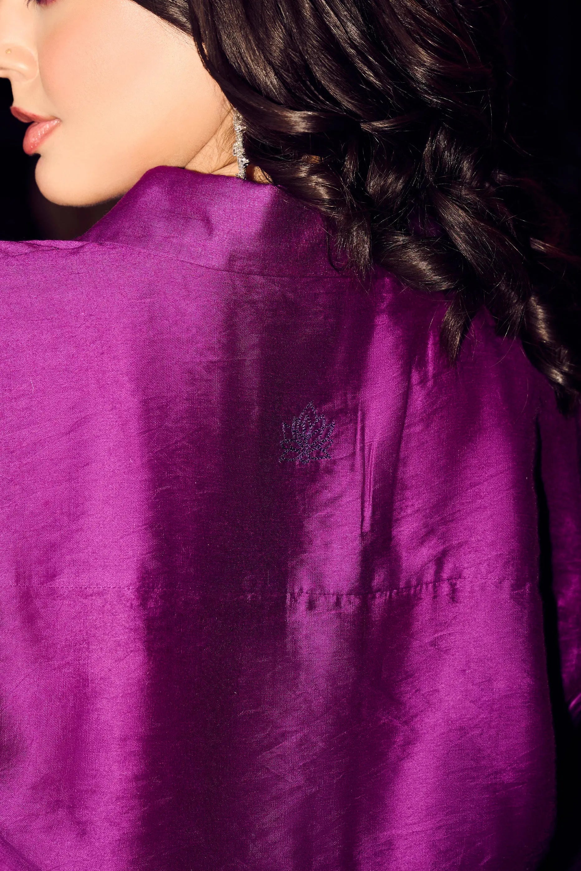 Purple Chanderi Fabric Closeup Texture