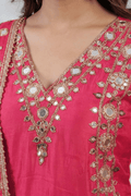 Rani Pink Mirror Work Kurta Sharara Set with Dupatta for Women - The House of Indu