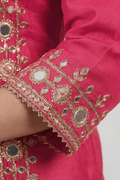 Rani Pink Mirror Work Kurta Sharara Set with Dupatta for Women - The House of Indu