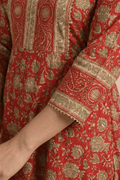 Red Printed Anarkali Kurta Set with Dupatta - The House of Indu