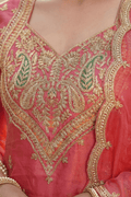 Rose Pink Embroidered Kurta Pant Set with Dupatta for Festive Wear Women - The House of Indu
