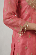 Rose Pink Embroidered Kurta Pant Set with Dupatta for Festive Wear Women - The House of Indu