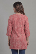 Rose Pink Printed Cotton Kurti - The House of Indu