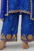 Royal Blue Embroidered Kurta Palazzo Set with Dupatta for Women - The House of Indu