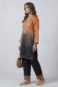 Rust Black Ombre Embroidered Kurta Set for Festive & Party Wear Women - The House of Indu