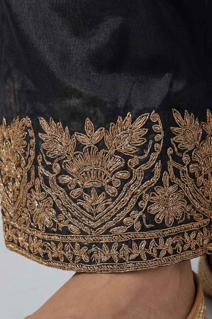 Rust Black Ombre Embroidered Kurta Set for Festive & Party Wear Women - The House of Indu