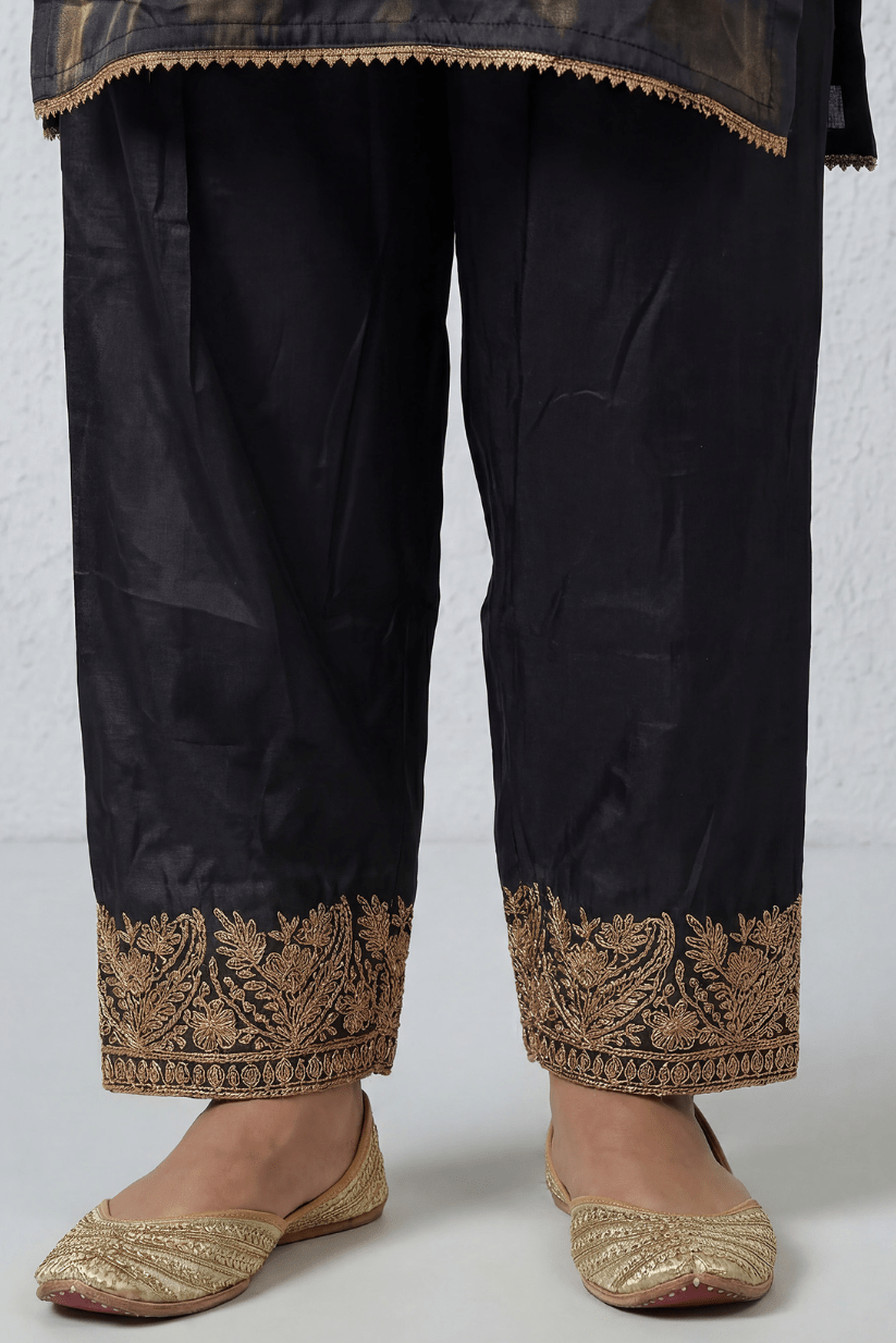 Rust Black Ombre Embroidered Kurta Set for Festive & Party Wear Women - The House of Indu