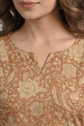 Rust Floral Printed Everyday Short Kurti - The House of Indu