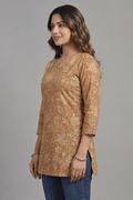 Rust Floral Printed Everyday Short Kurti - The House of Indu