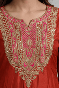 Rust Red Embroidered Co-ord Set for Festive & Casual Wear Women - The House of Indu
