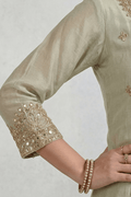 Sage Green Mirror Embroidered Kurta Sharara Set with Dupatta for Women - The House of Indu