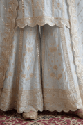 Sky Blue Embroidered Kurta Sharara Set with Dupatta for Women - The House of Indu