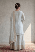 Sky Blue Embroidered Kurta Sharara Set with Dupatta for Women - The House of Indu