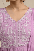Soft Mauve Purple Embroidered Anarkali Kurta Set with Dupatta - The House of Indu