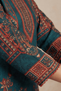 Teal Green Punjabi Printed Kurta Set with Patiala & Dupatta - The House of Indu