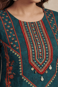 Teal Green Punjabi Printed Kurta Set with Patiala & Dupatta - The House of Indu