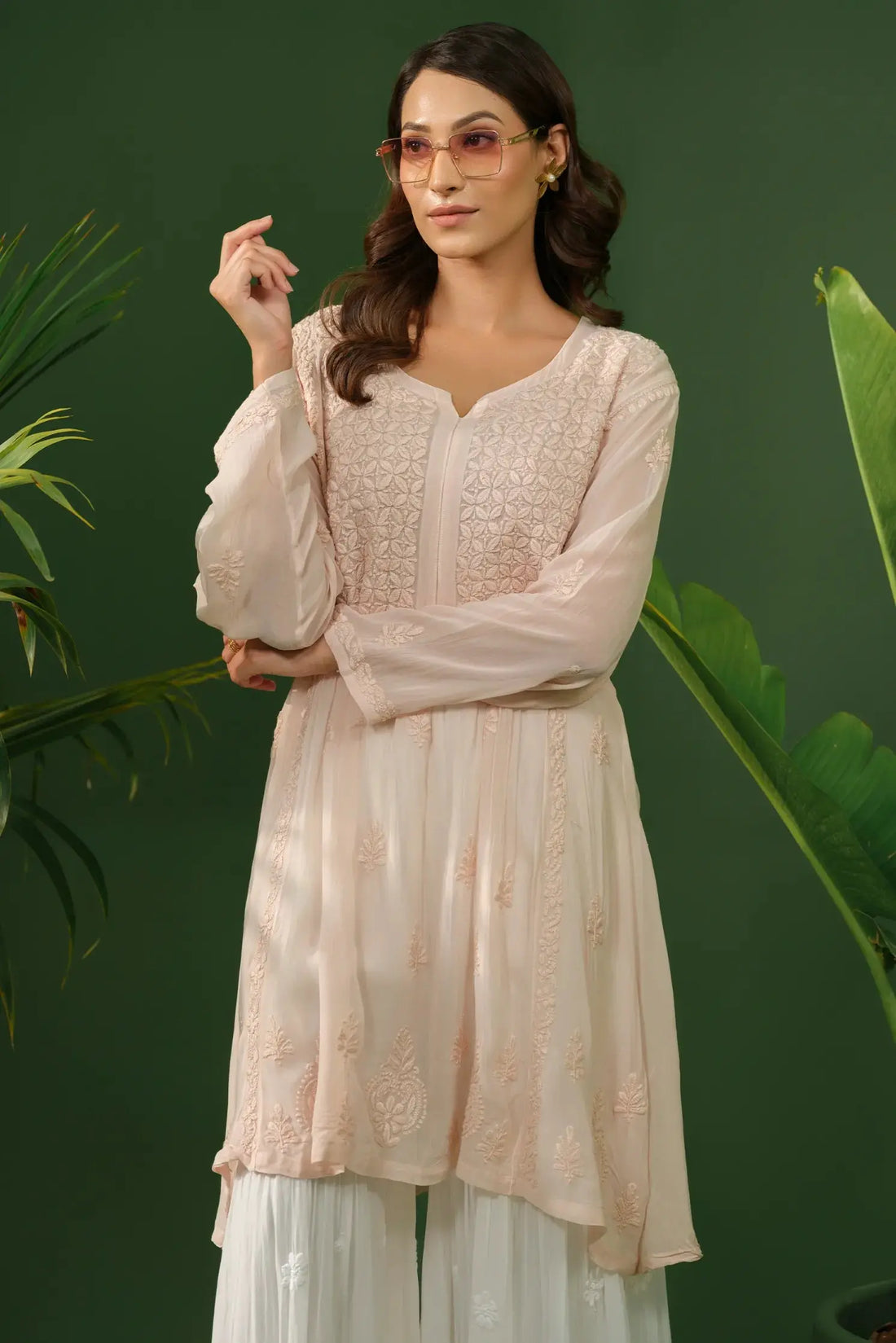 Georgette Chikankari Short Kurta The House of Indu