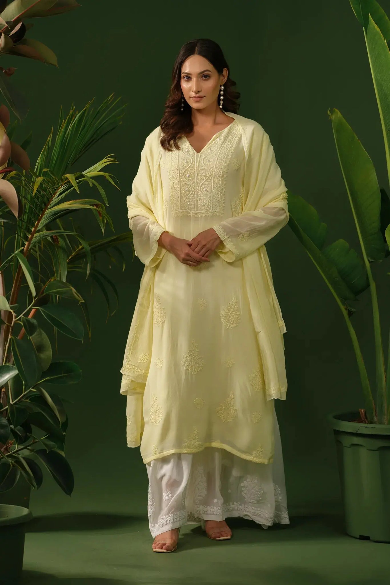 Viscose Chikankari Kurta & Dupatta Set The House of Indu