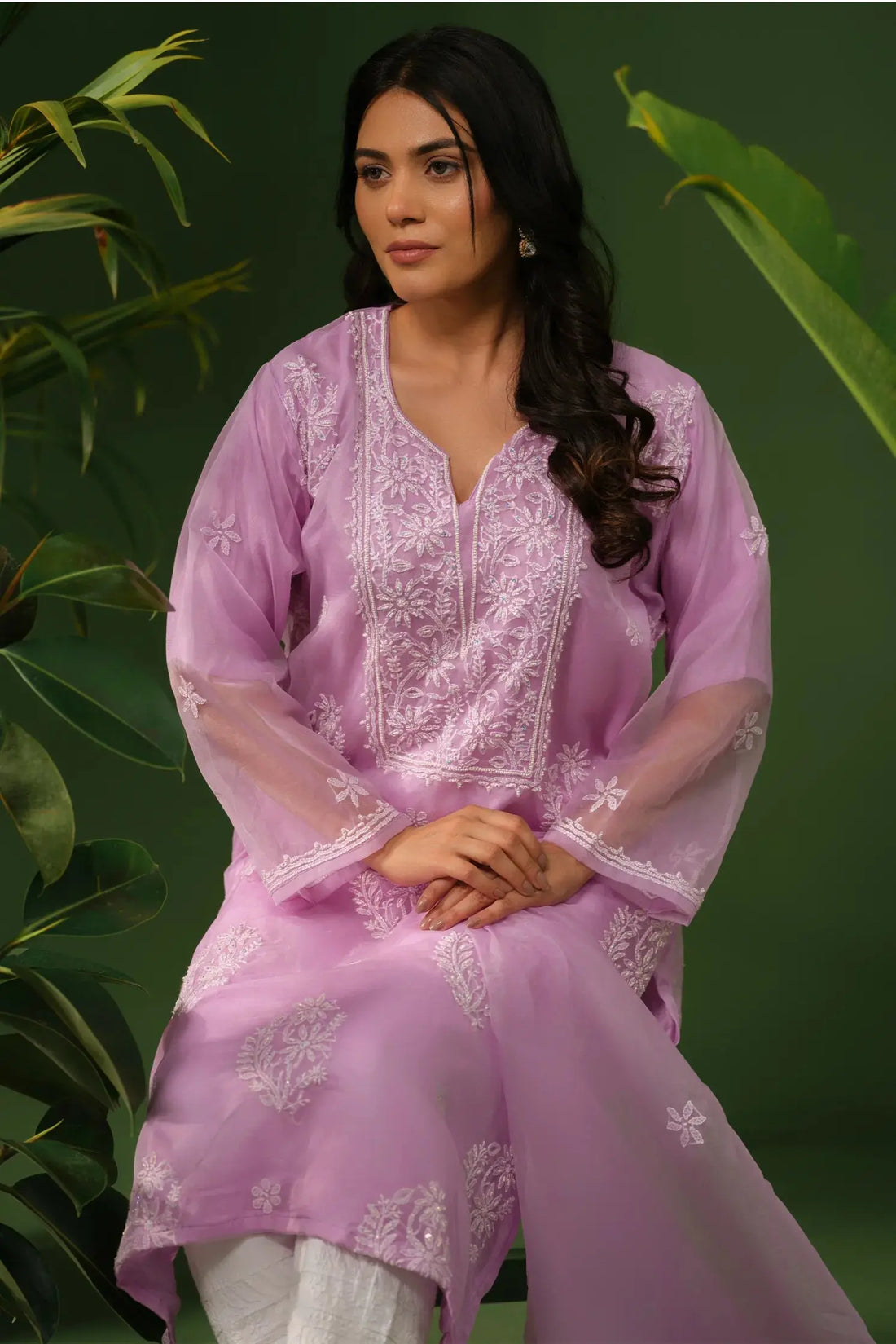 Organza Chikankari Kurta & Dupatta Set The House of Indu