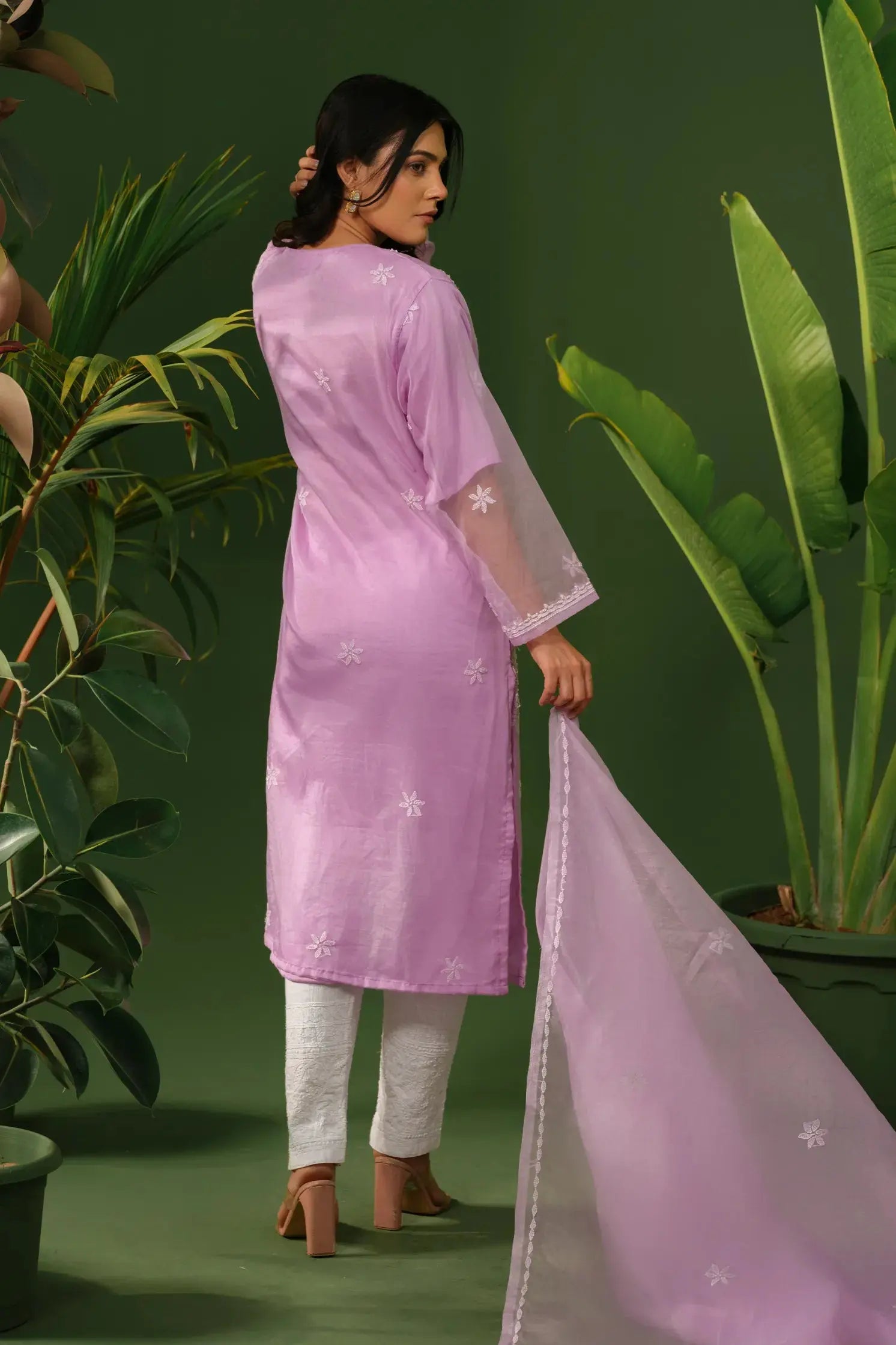 Organza Chikankari Kurta & Dupatta Set The House of Indu