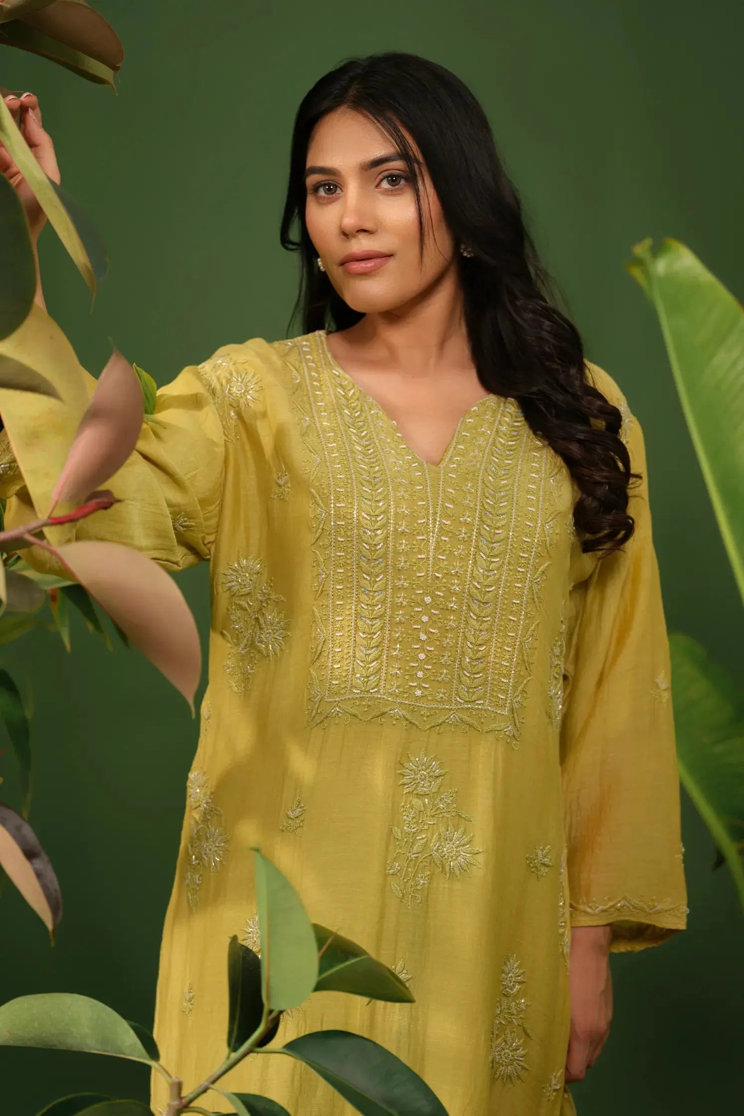 Mul Chanderi Chikankari Kurta & Dupatta Set The House of Indu