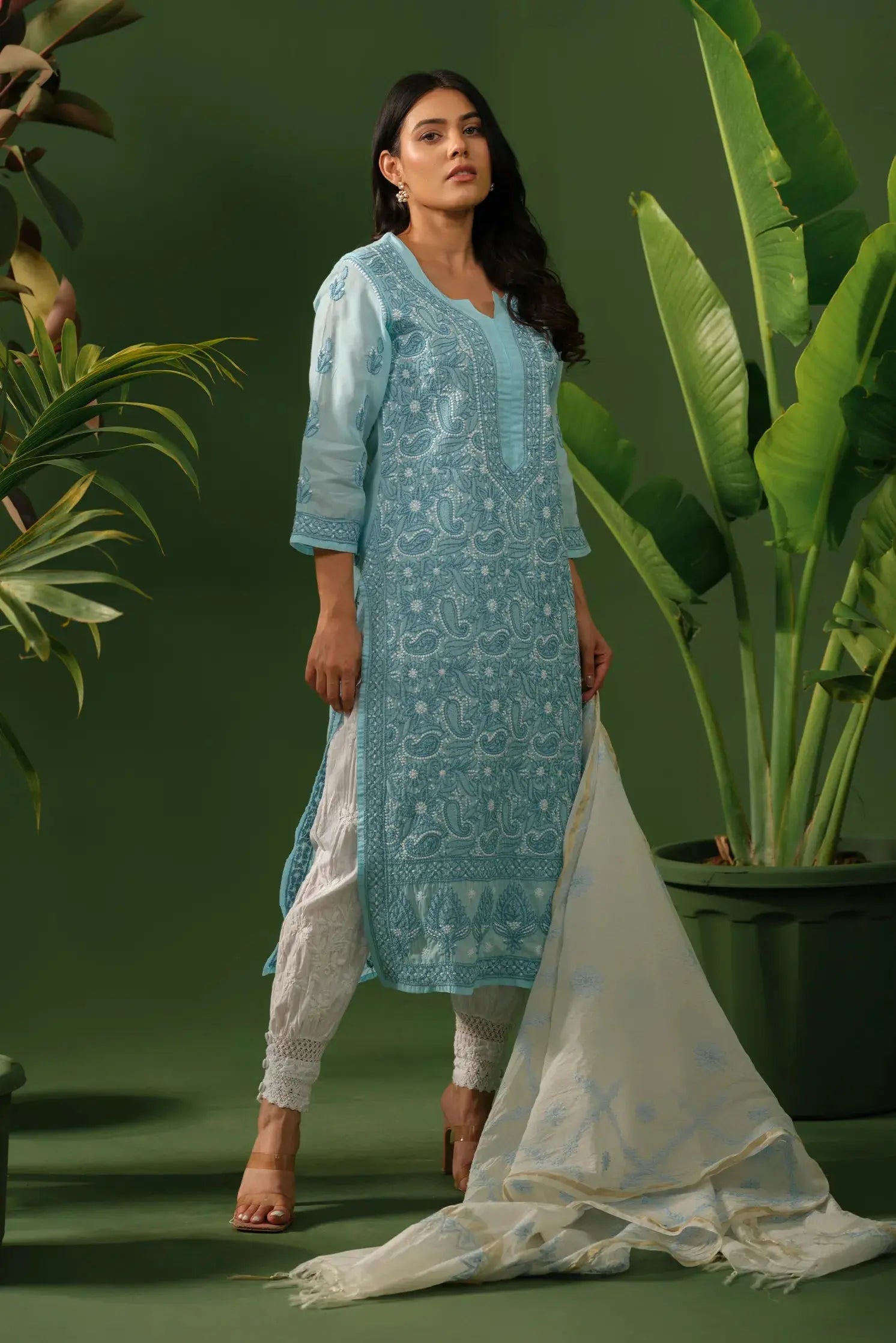 Cotton Heavy Chikankari Kurta The House of Indu