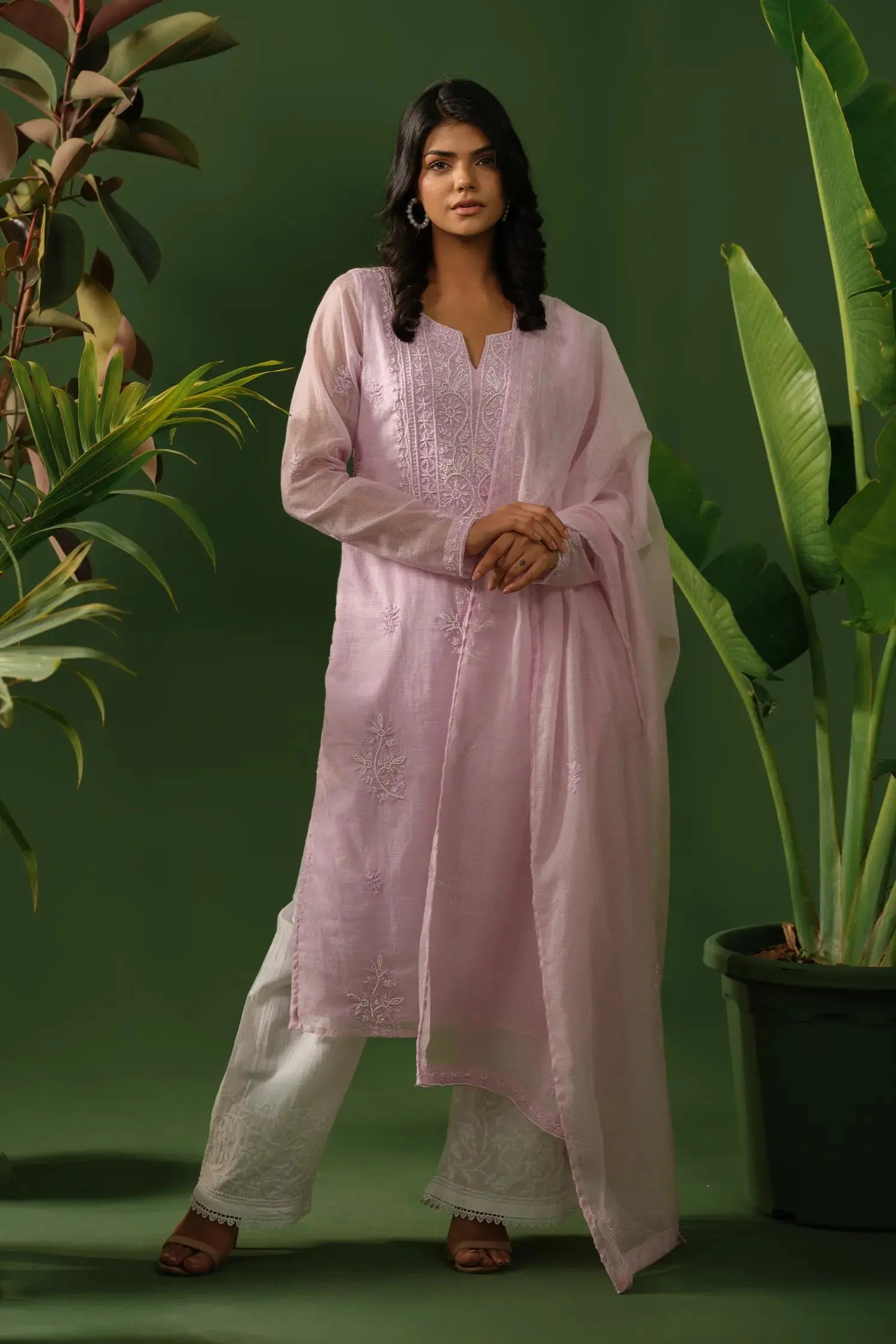 Organza Chikankari Kurta & Dupatta Set The House of Indu