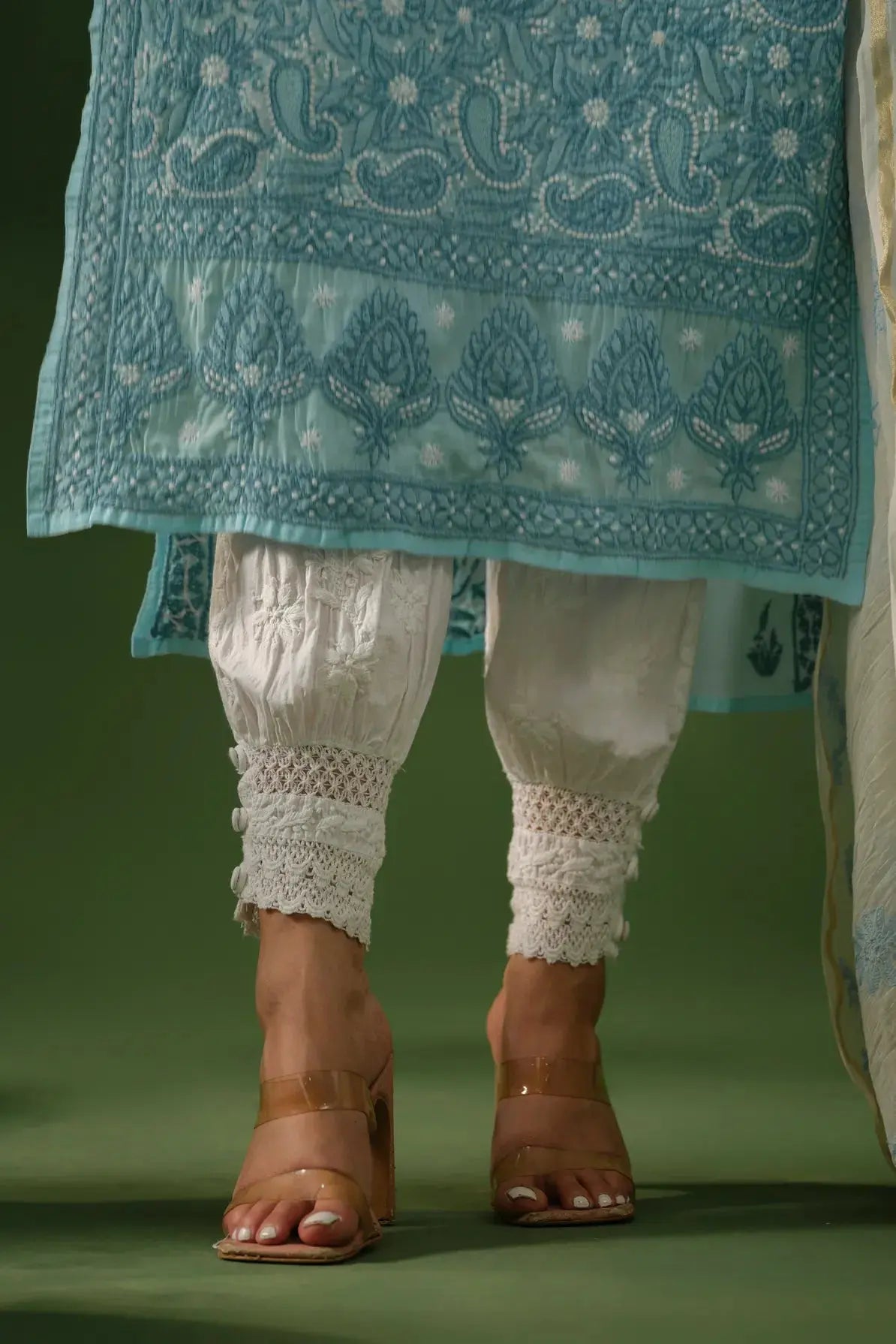 Pure Cotton Gulnar Chikankari Pant The House of Indu