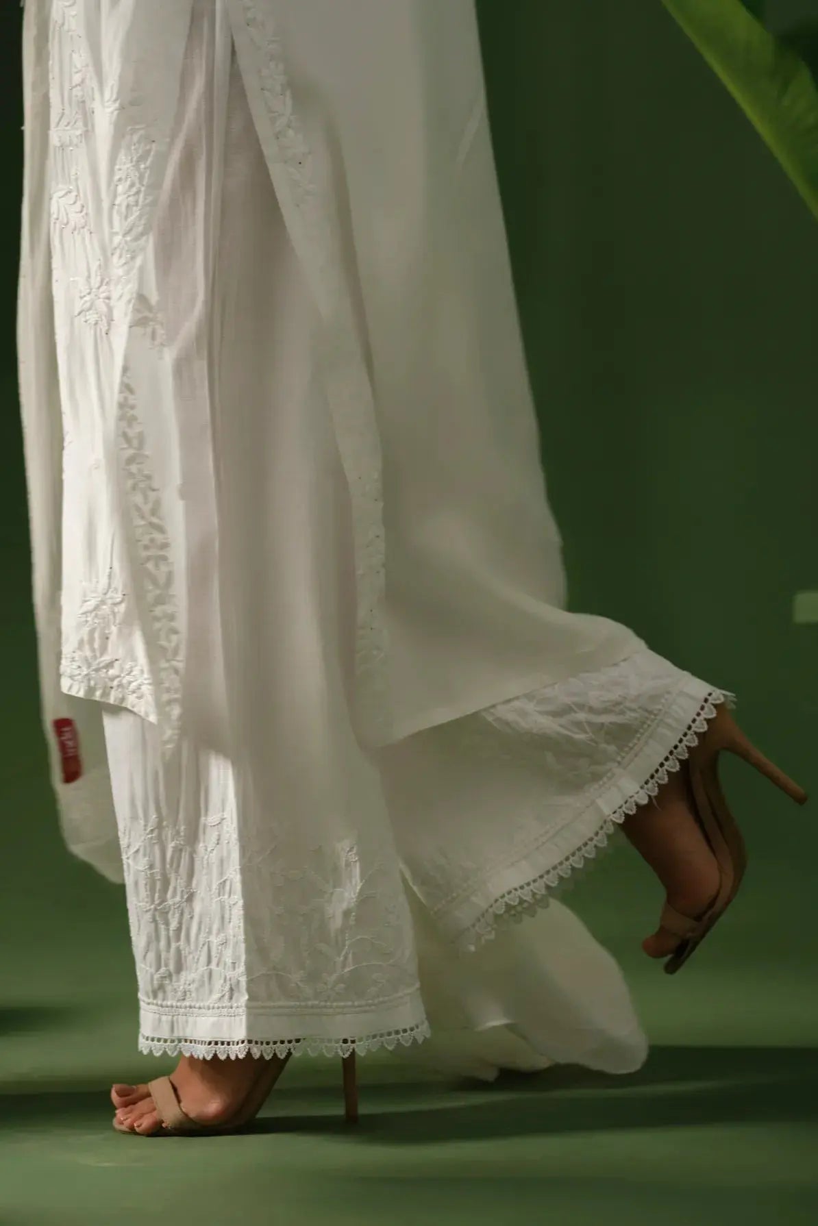 Cotton Chikankari with Lace Palazzo The House of Indu