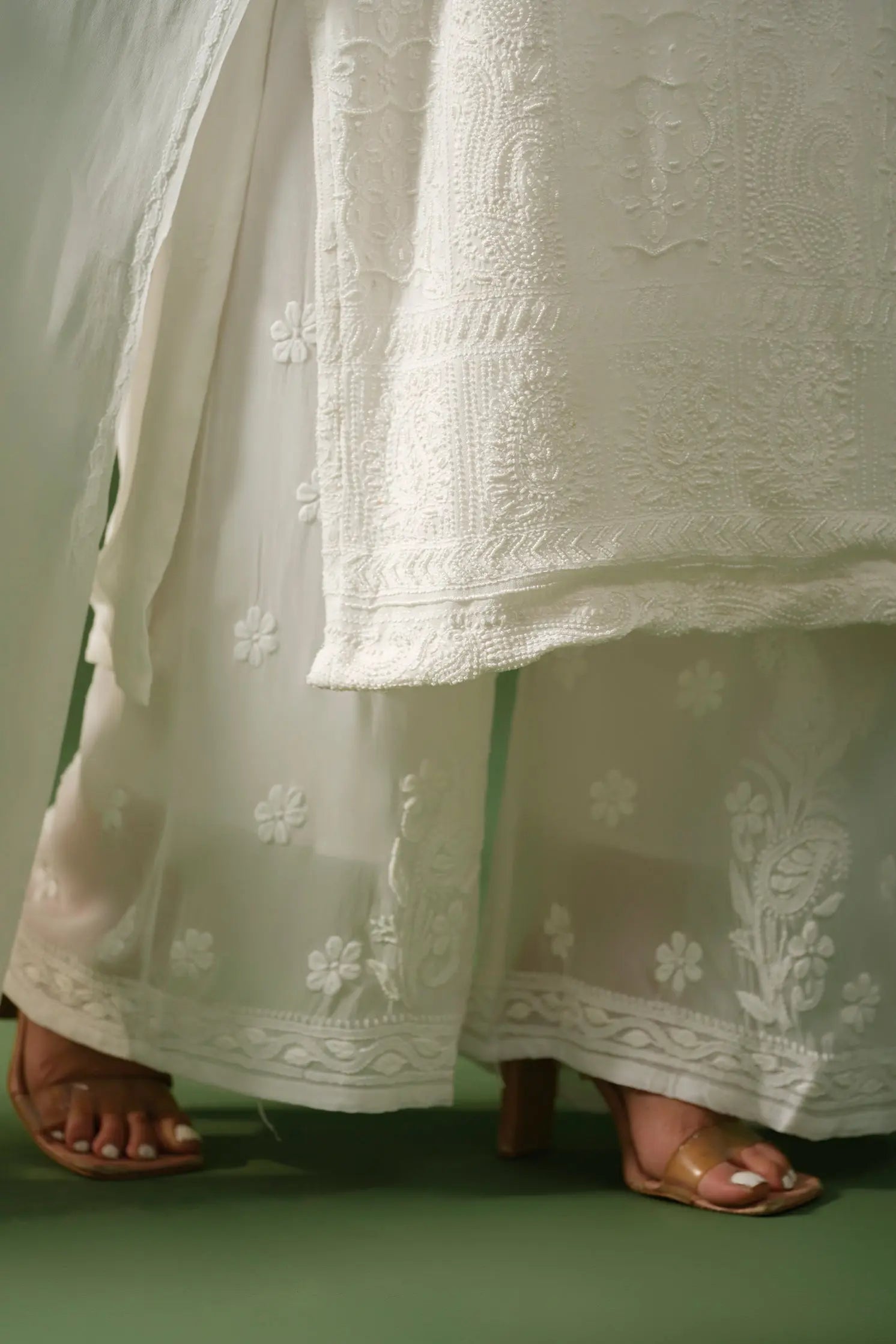 Georgette Chikankari Palazzo The House of Indu