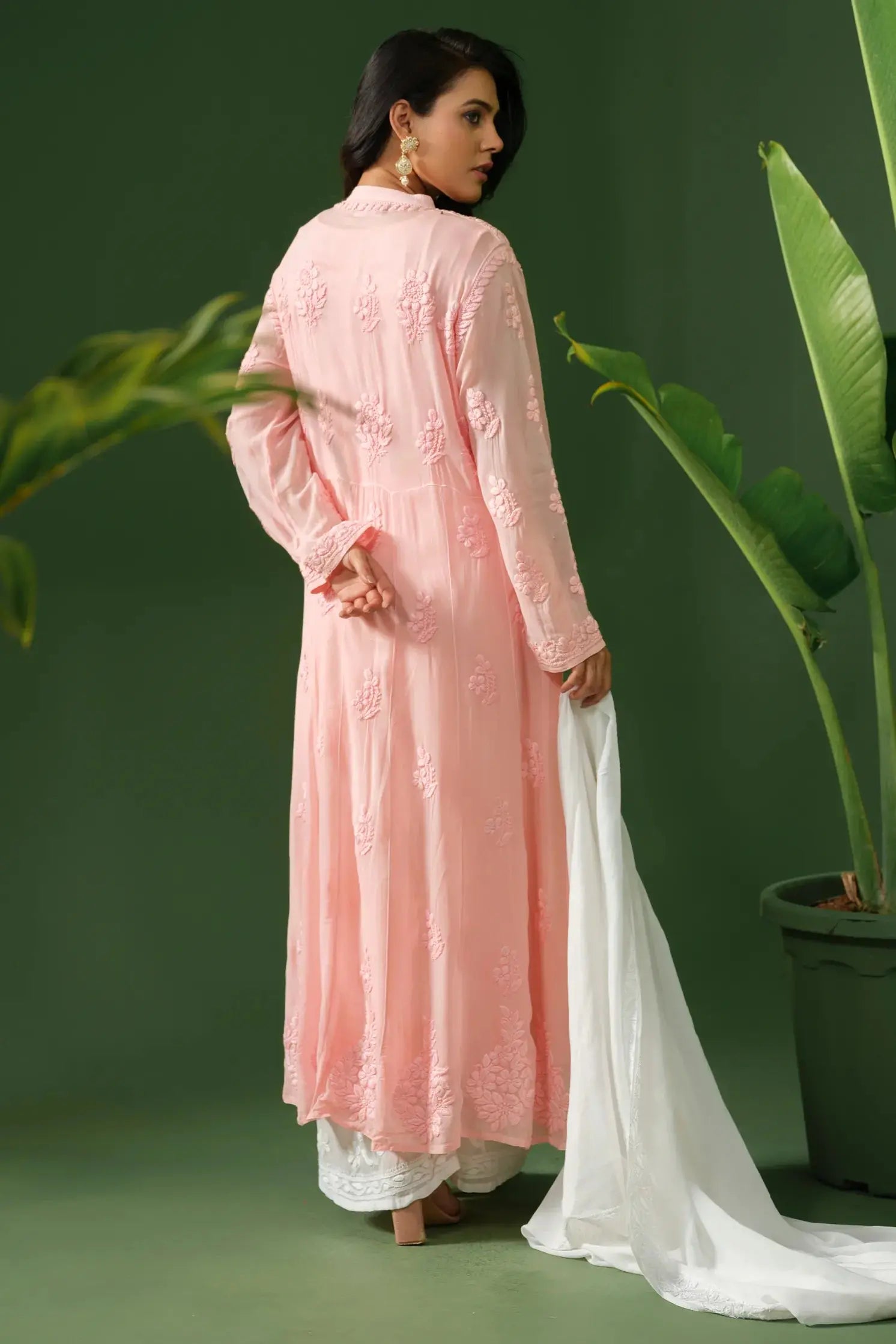 Georgette Chikankari A-Line Kurta The House of Indu