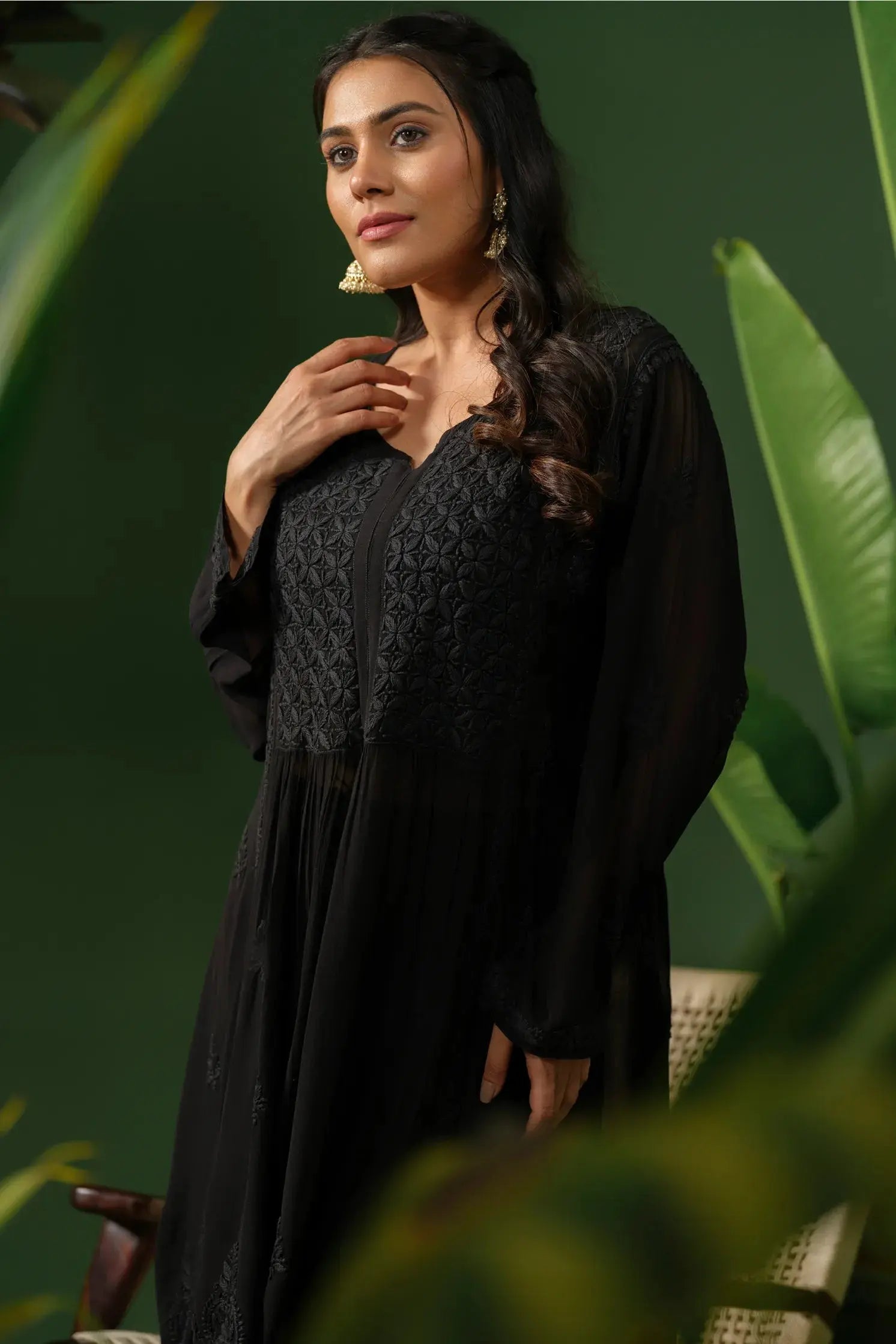 Georgette Chikankari Kurta & Palazzo Set The House of Indu