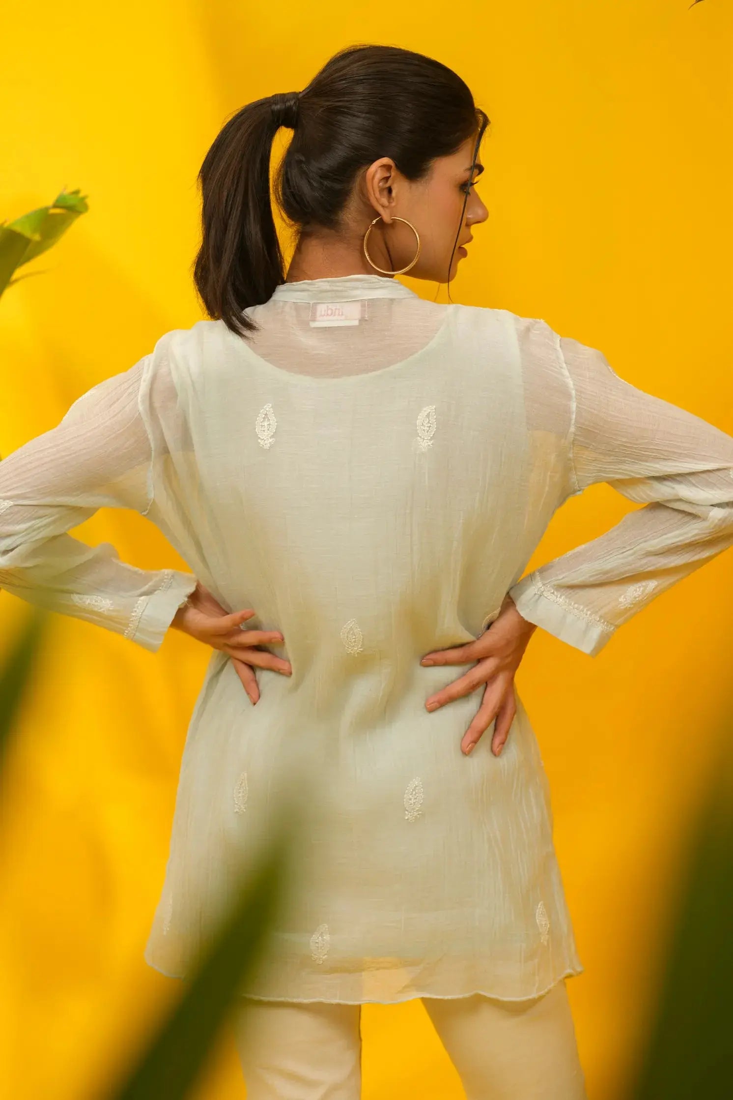 Mul Mul Chikankari Knot Shirt The House of Indu