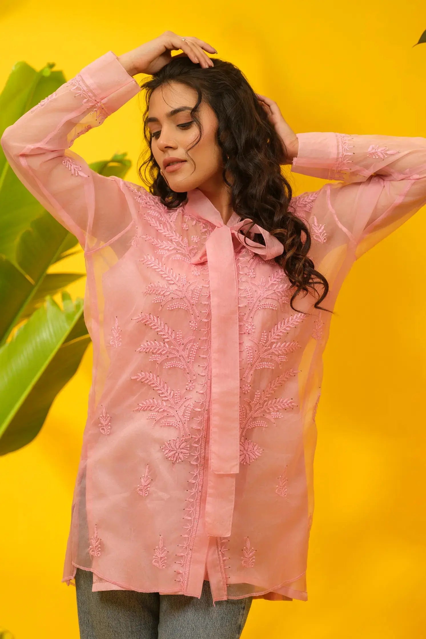 Organza Chikankari Shirt The House of Indu