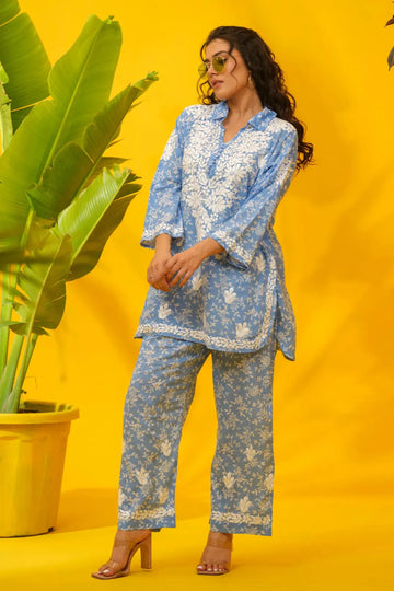 Cotton Print with Chikankari Co-ord Set The House of Indu