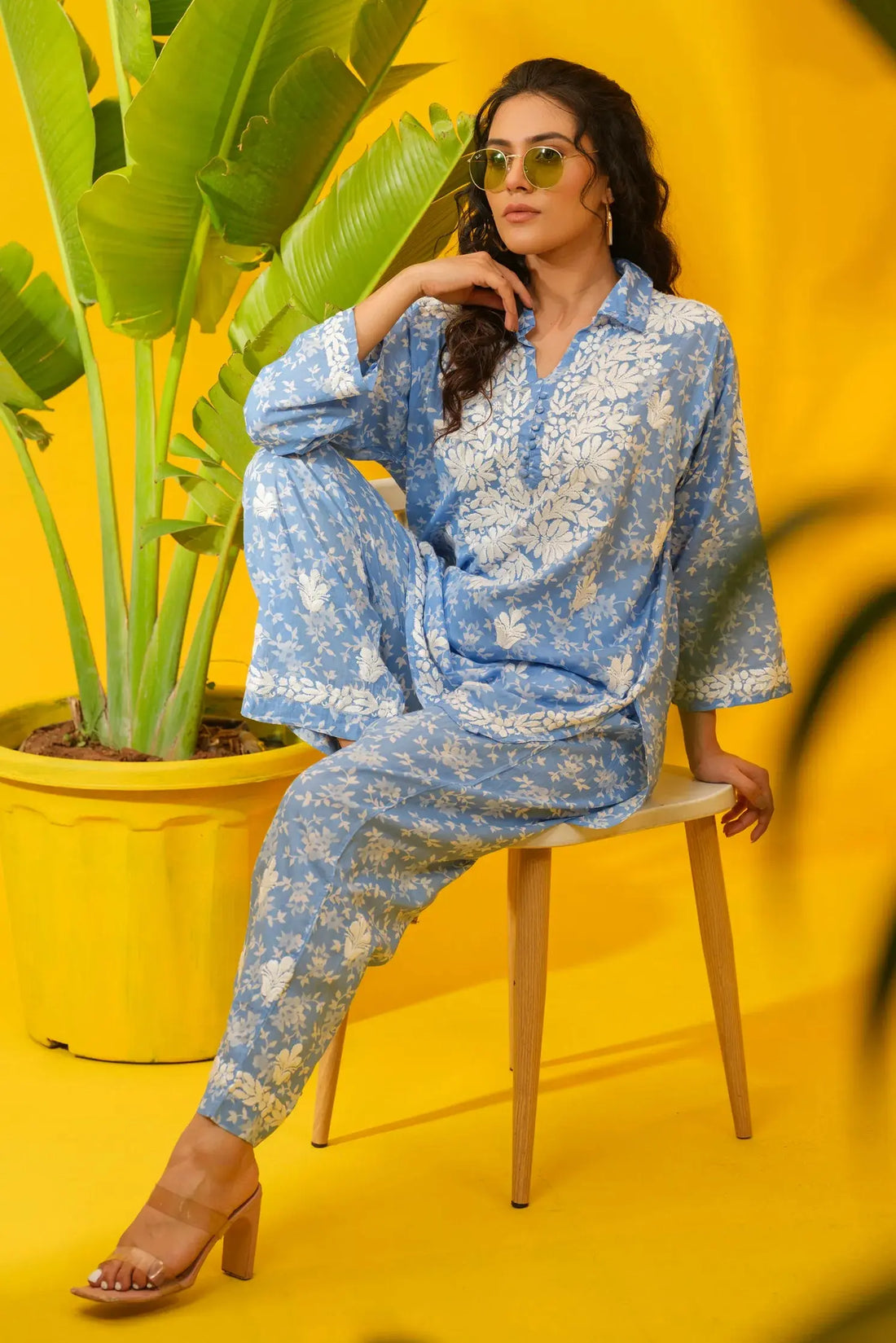 Cotton Print with Chikankari Co-ord Set The House of Indu