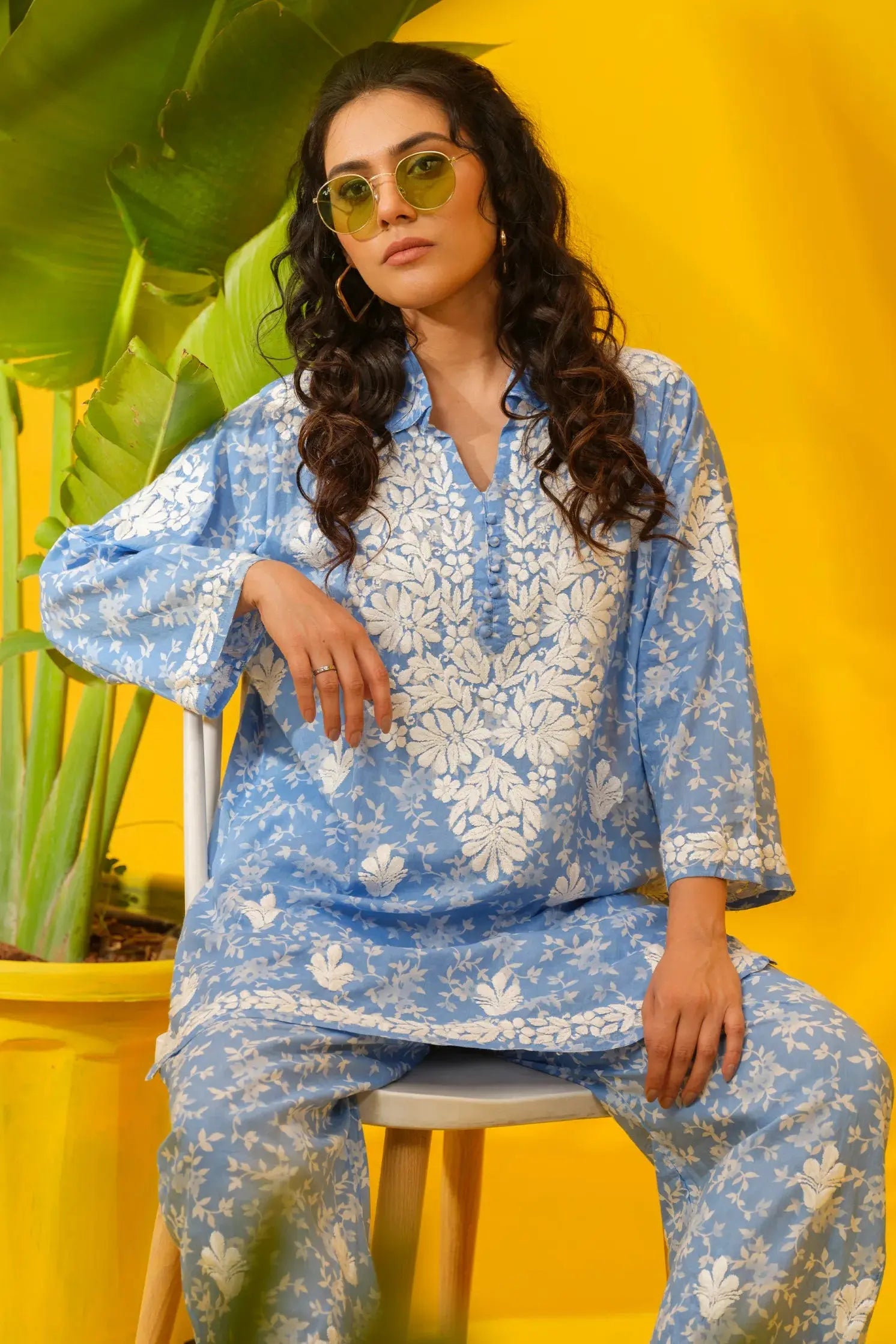 Cotton Print with Chikankari Co-ord Set The House of Indu