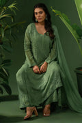 Viscose Chikankari Suit Set with Palazzo & Dupatta - The House of Indu