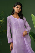 Viscose Chikankari Suit Set with Palazzo & Dupatta - The House of Indu