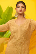 Viscose Chikankari Suit Set with Palazzo & Dupatta - The House of Indu