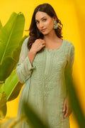 Viscose Chikankari Suit Set with Palazzo & Dupatta - The House of Indu