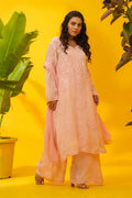 Viscose Chikankari Suit Set with Palazzo & Dupatta - The House of Indu