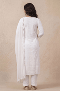 White Cotton Kurta Set with Dupatta - The House of Indu